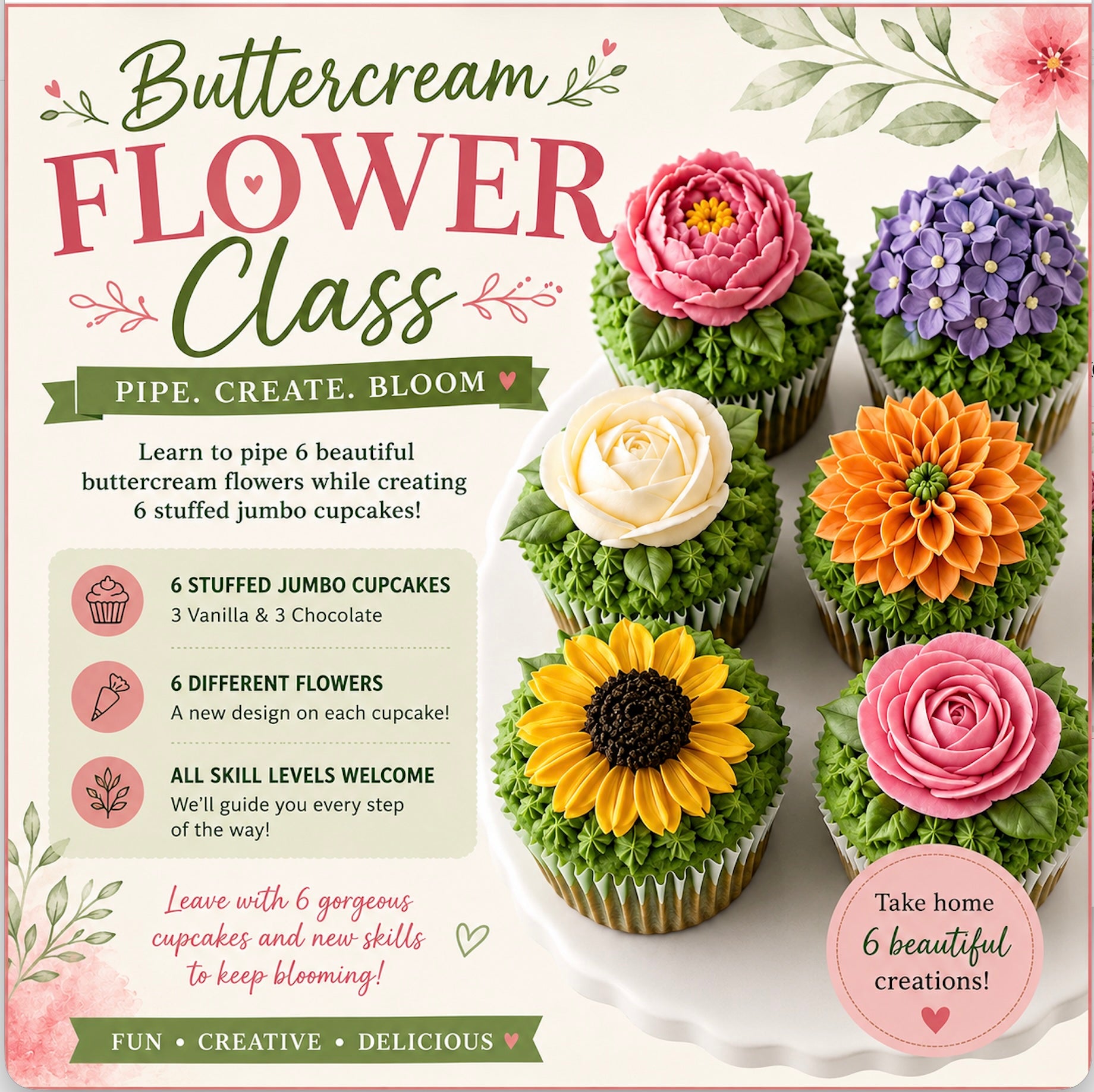 August 6 ButterCream Flower Class