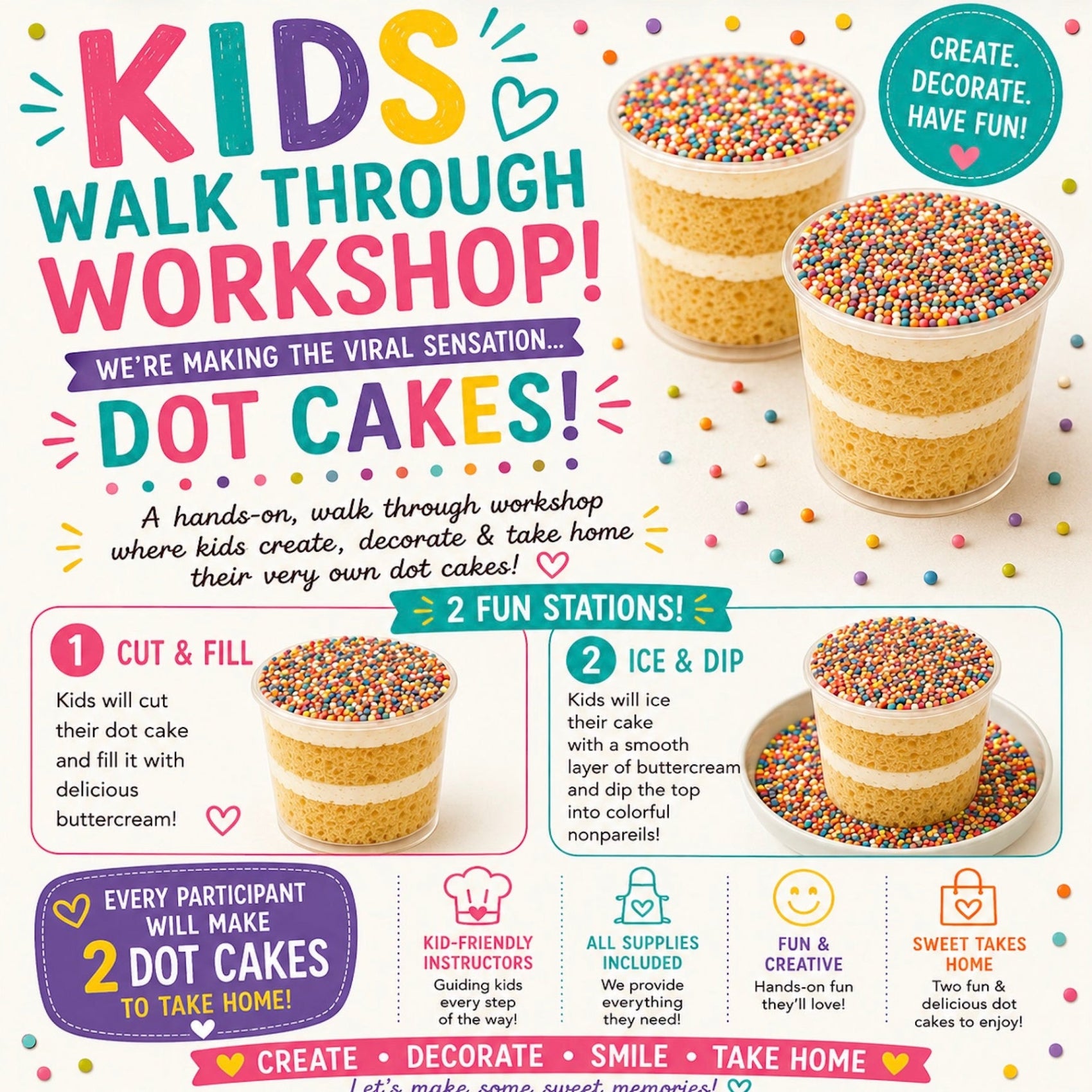 July 11 Kids Walkthrough Workshop Dot Cake Making